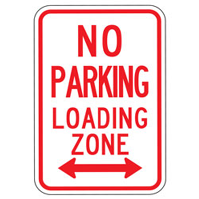 No Parking Loading Zone Double Arrow Sign