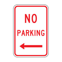 No Parking Left Arrow Sign