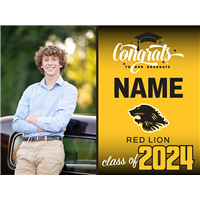 Red Lion Graduation Sign with Photo