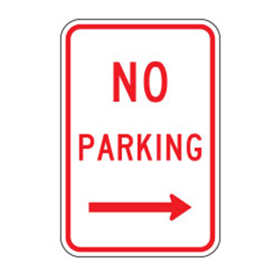 No Parking Right Arrow Sign