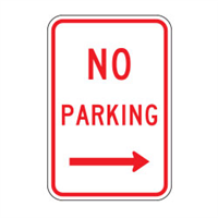 No Parking Right Arrow Sign