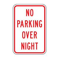No Parking Overnight Sign
