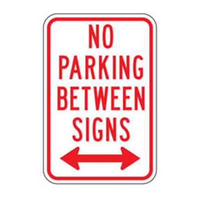 No Parking Between Signs Double Arrow Sign